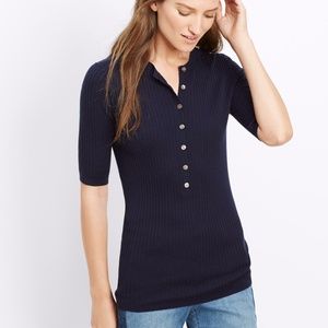 VINCE Navy Blue Skinny Rib Elbow cashmere Sweater XS